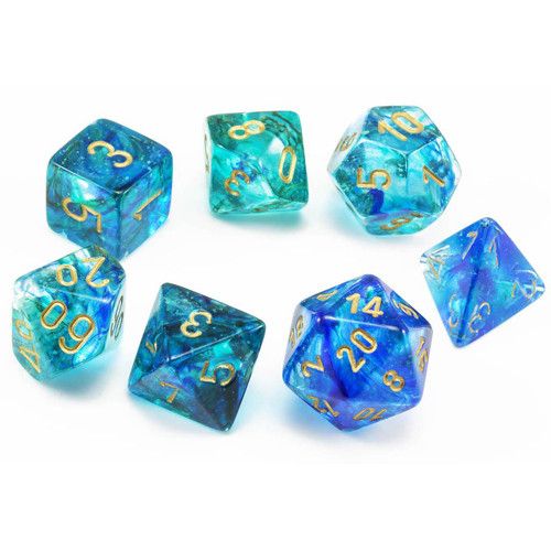 Nebula 7Pc Dice, Color: Oceanic/Gold Luminary