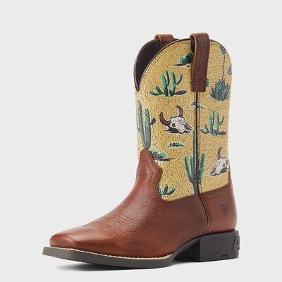 ARIAT KIDS ROUND UP WIDE SQUARE TOE - SPICED CIDER/DESERT SCENE