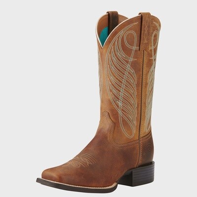 ARIAT ROUND UP WIDE SQUARE TOE - POWDER BROWN