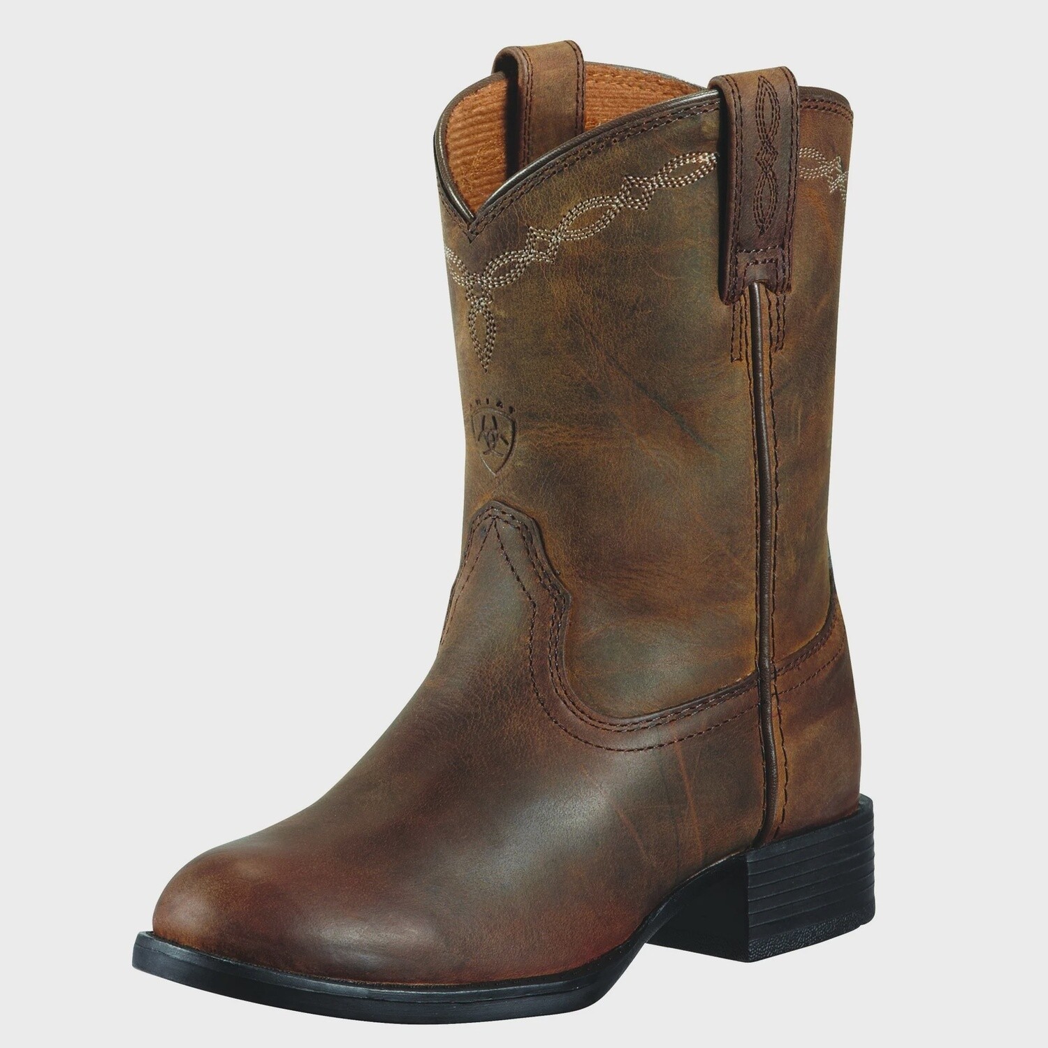 ARIAT KIDS HERITAGE ROPER - ROUND TOE DISTRESSED BROWN