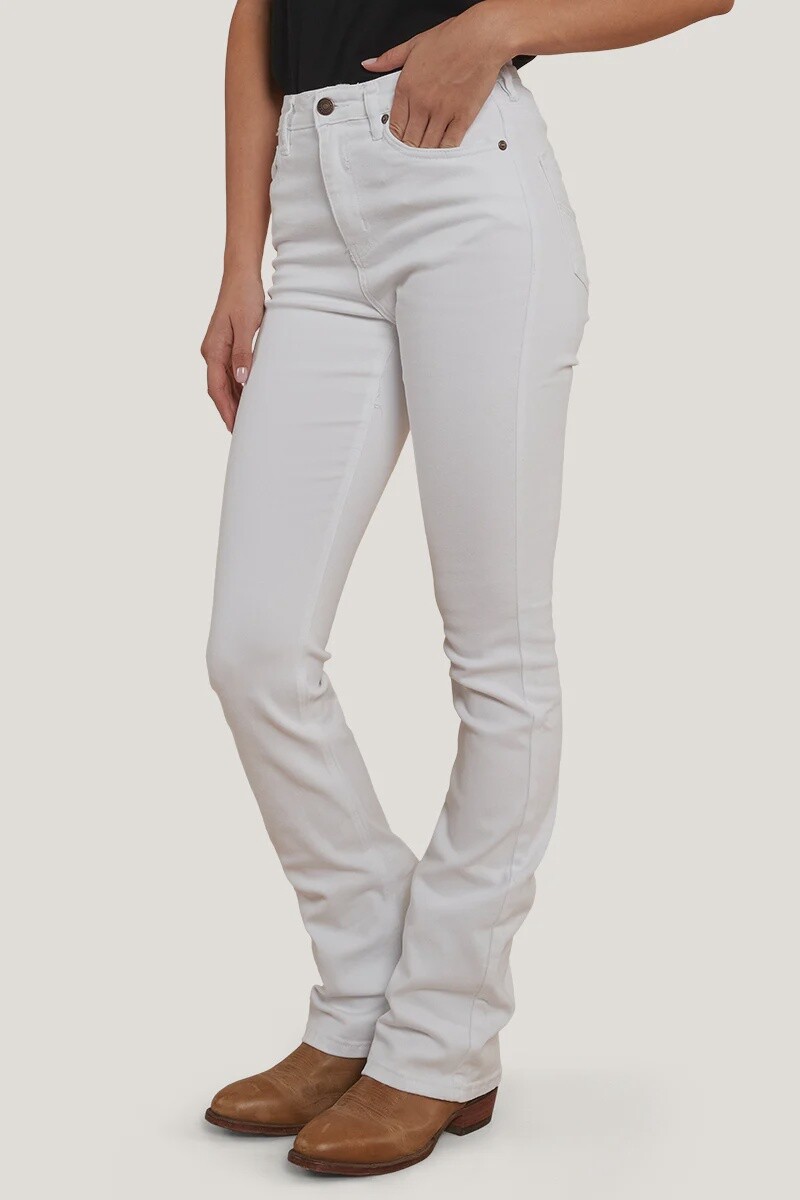 PENNY WOMENS HIGH RISE BOOTLEG JEAN - WHITE