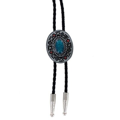 AZTEC DESIGN BOLO TIE BLUESTONE