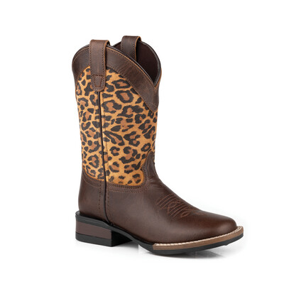 MONTEREY LEOPARD - LITTLE KIDS - BROWN LEATHER/SUEDE LEOPARD PRINT