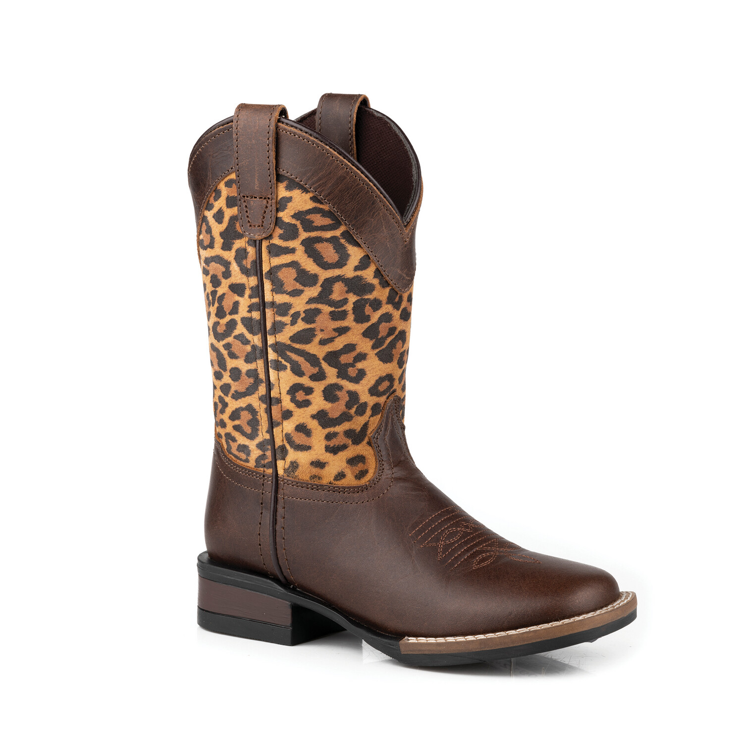 MONTEREY LEOPARD - BIG KIDS - BROWN LEATHER/SUEDE LEOPARD PRINT