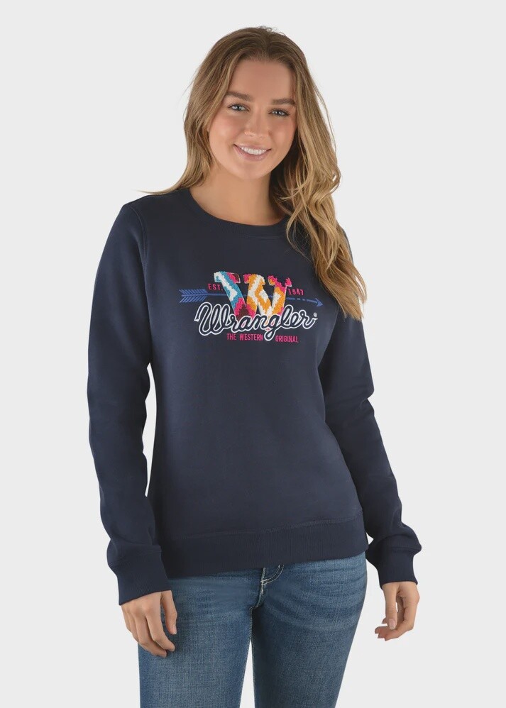 WOMENS JAN CREW NECK PULLOVER - NAVY