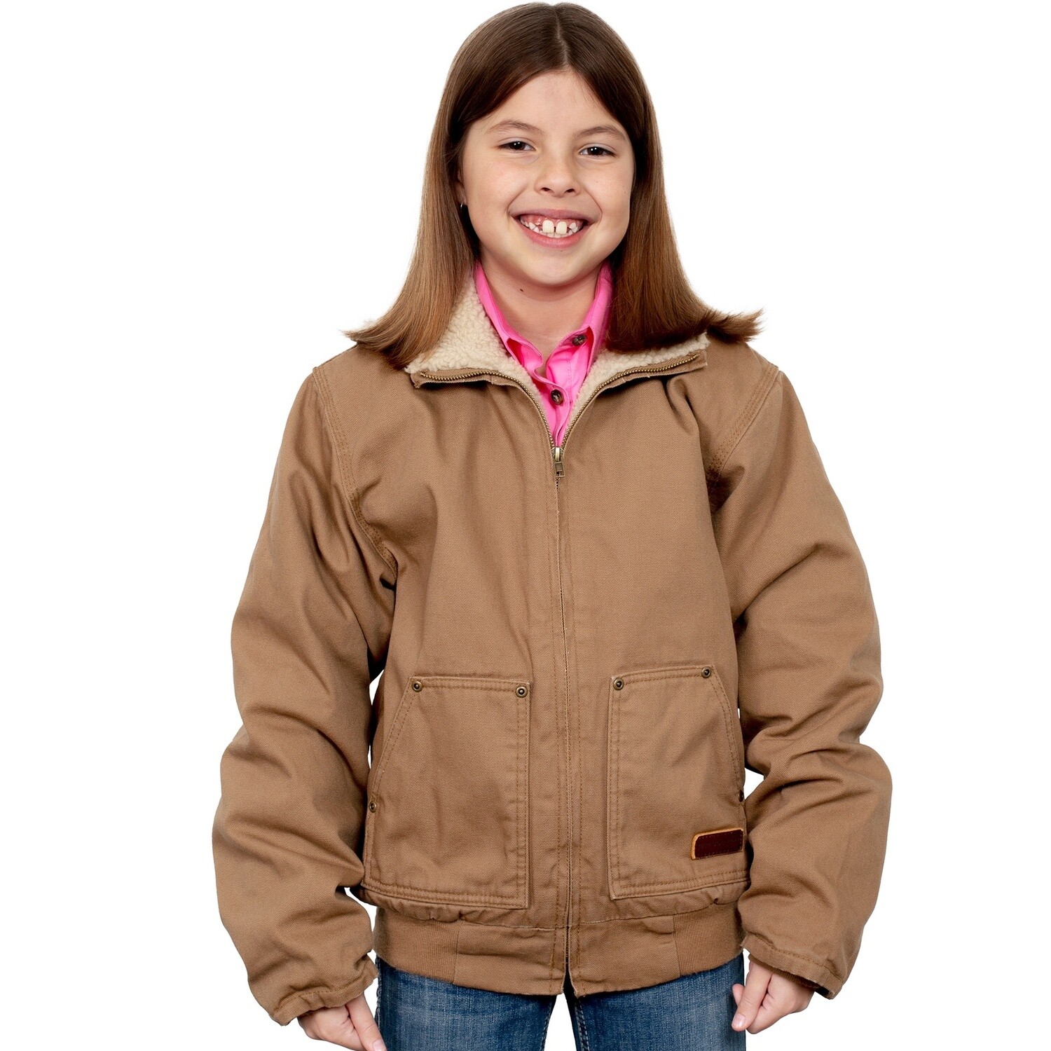 JUST COUNTRY KIDS DIAMANTINA SHERPA KHAKI JACKET