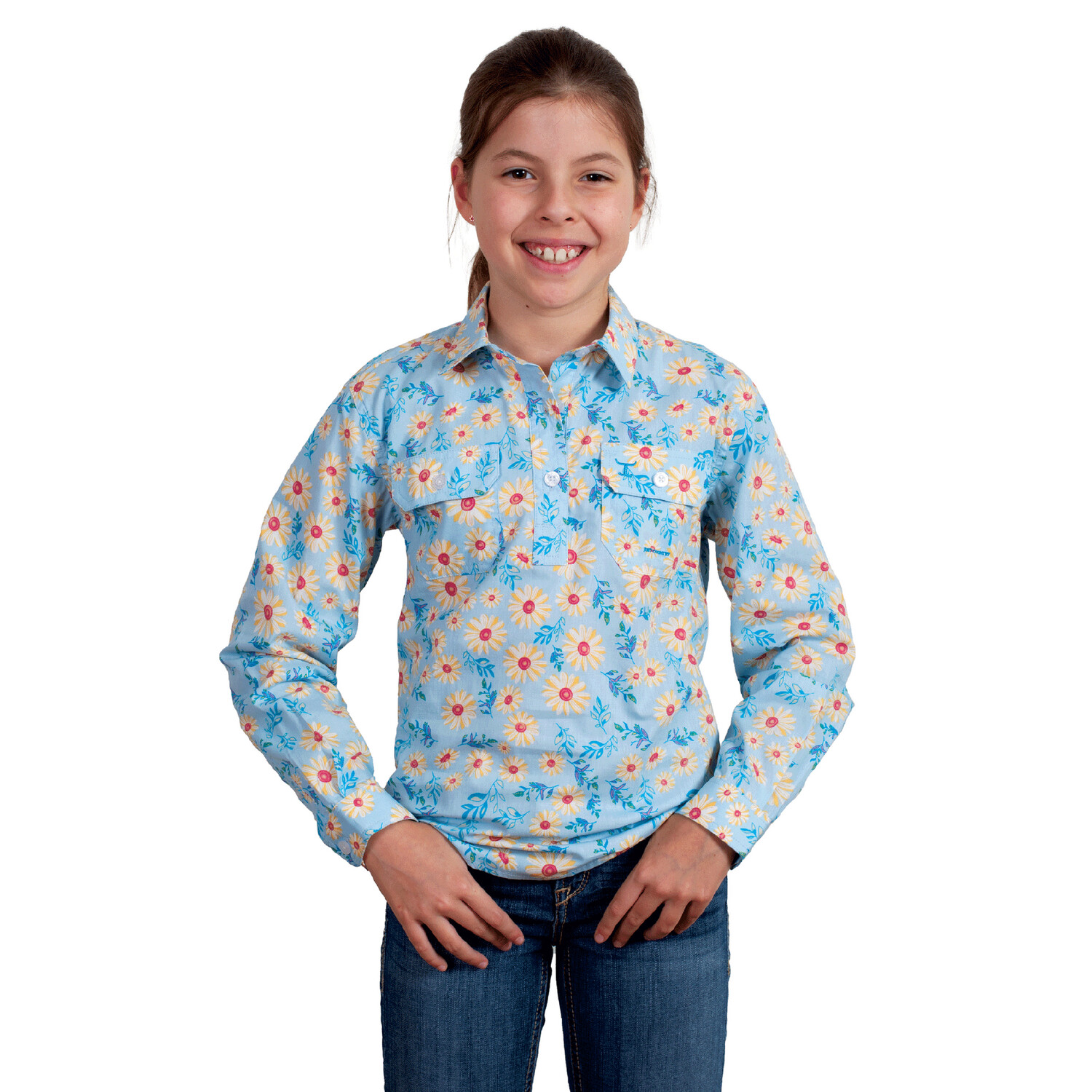 JUST COUNTRY GIRLS SKY DAISIES WORK SHIRT