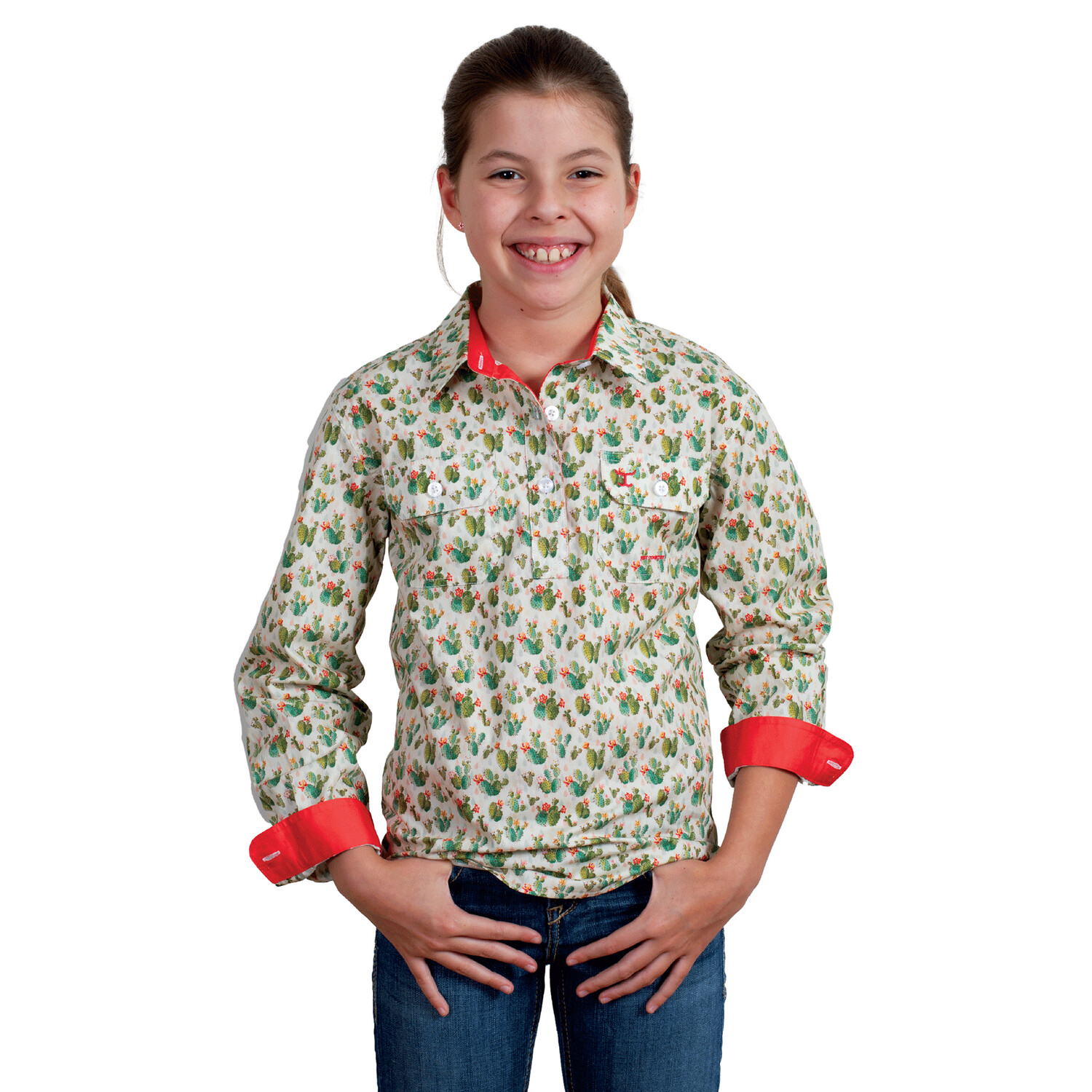 JUST COUNTRY GIRLS HARPER CREAM CACTUS WORK SHIRT