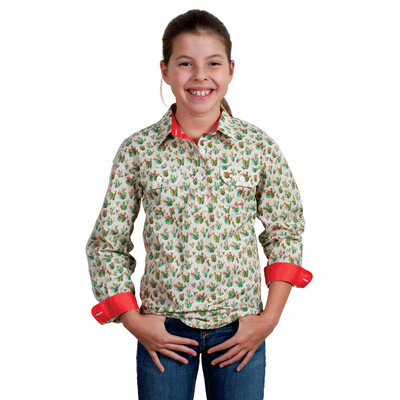 JUST COUNTRY GIRLS HARPER CREAM CACTUS WORK SHIRT
