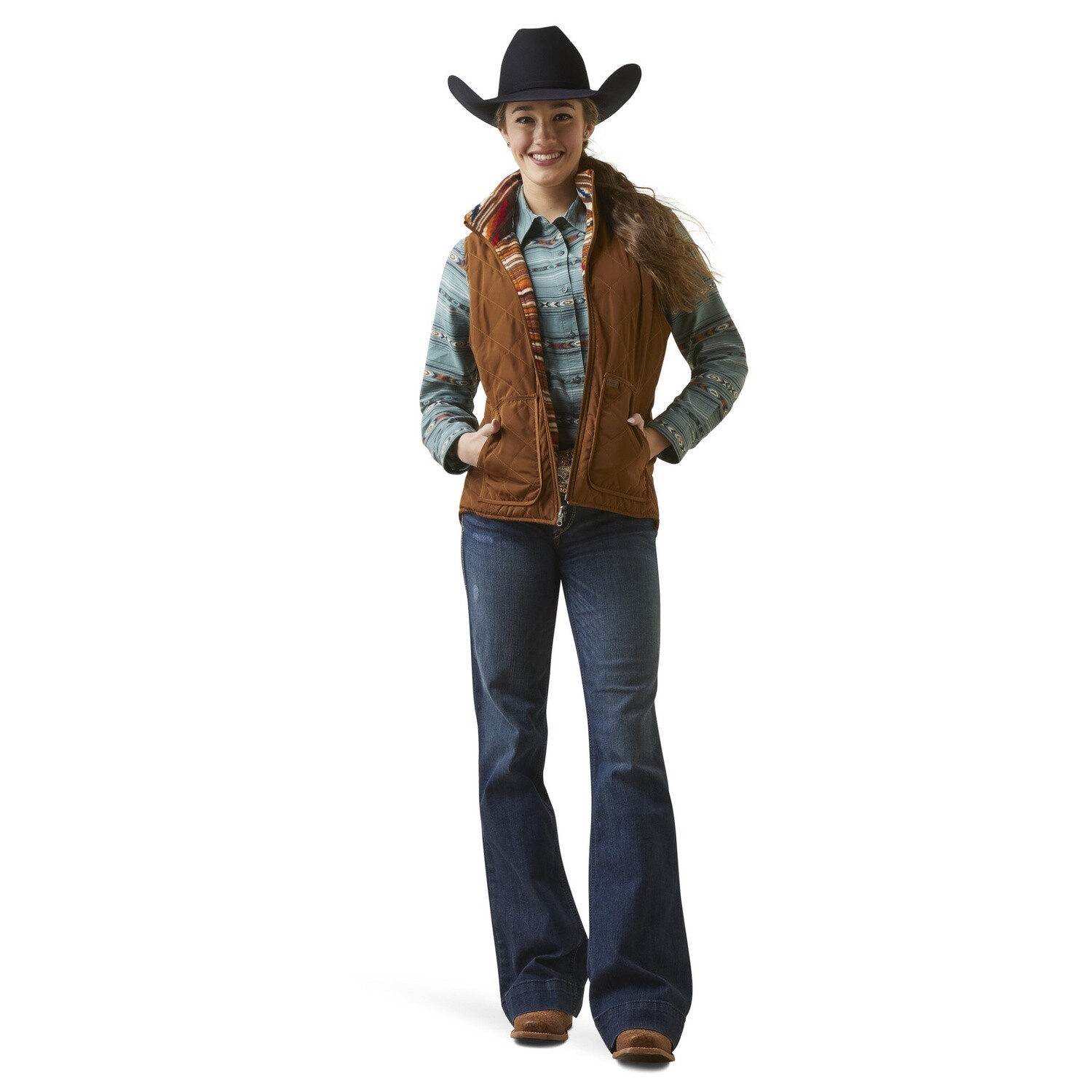 ARIAT WOMENS DILON CHIMAYO CHESTNUT VEST