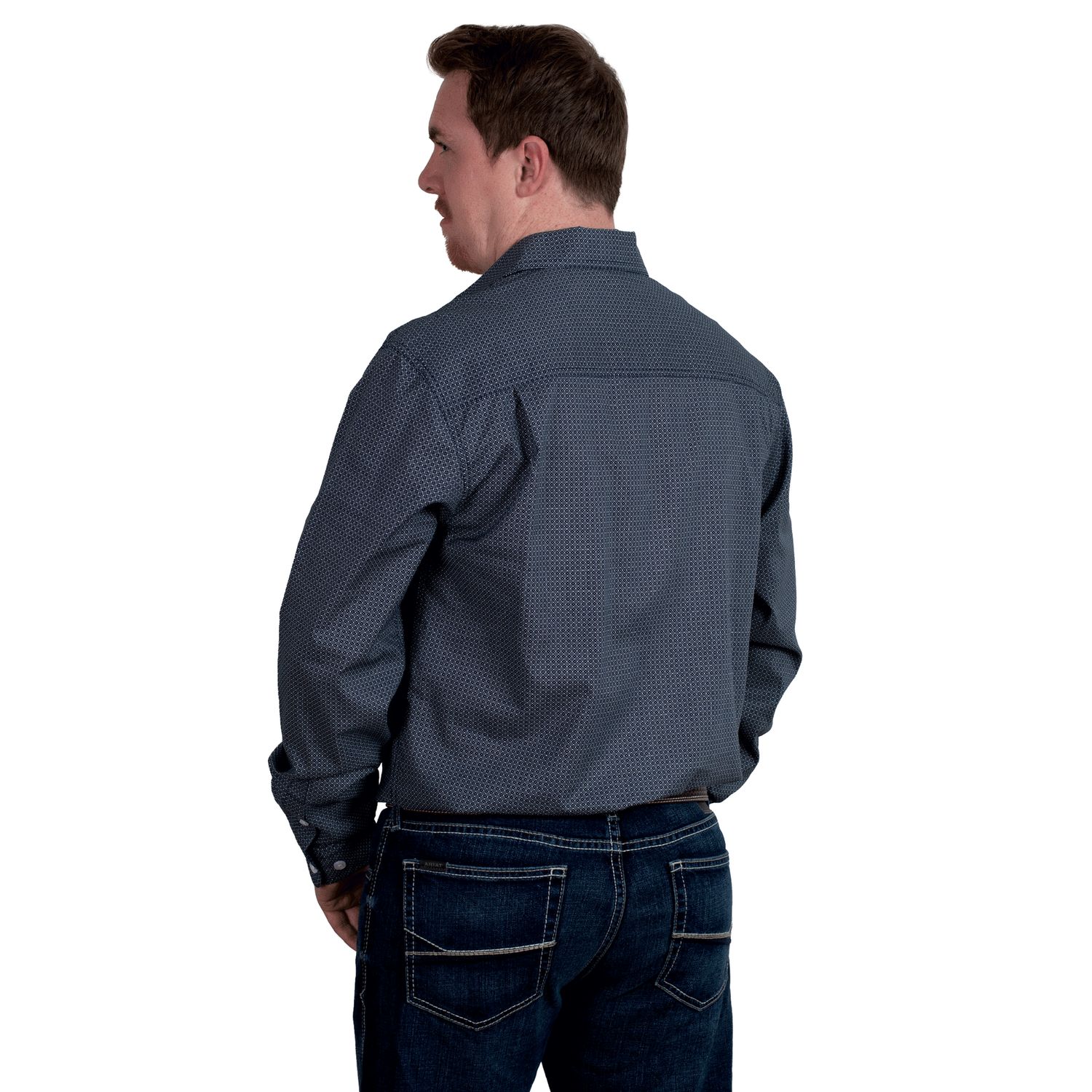 JUST COUNTRY MENS AUSTIN FULL BUTTON WORKSHIRT BLACK PRINT