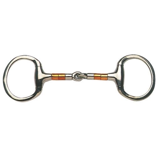 EGGBUTT SNAFFLE W/COPPER &amp; SS ROLLERS &amp; FLAT RINGS