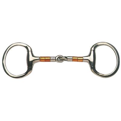 EGGBUTT SNAFFLE W/COPPER &amp; SS ROLLERS &amp; FLAT RINGS
