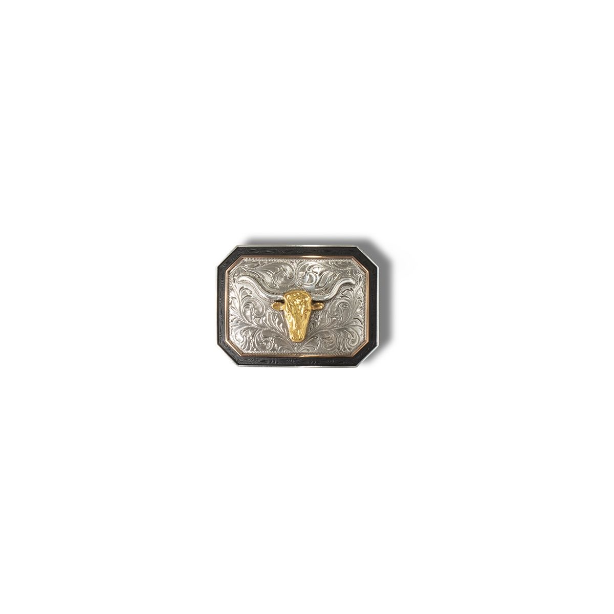 RECTANGLE LONGHORN MOTIF BUCKLE