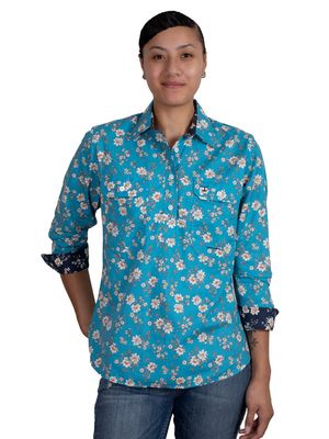 JUST COUNTRY GEORGIE WOMENS HORIZON BLUE MAGNOLIA SHIRT