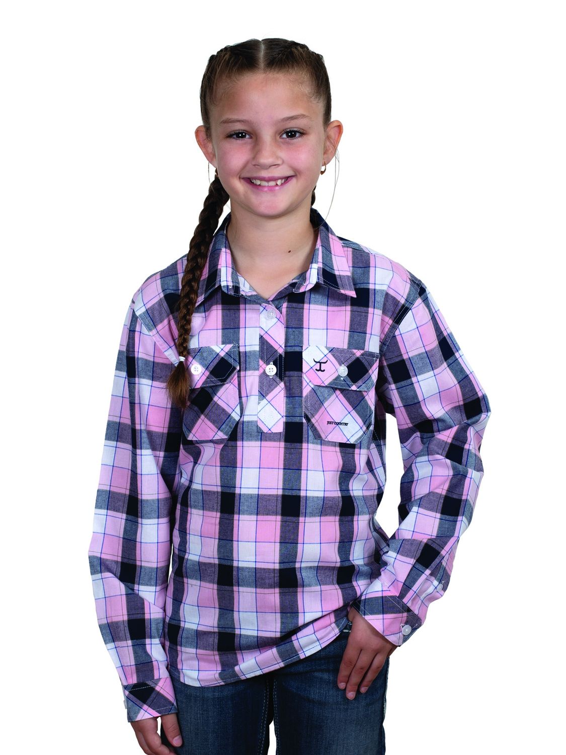 JUST COUNTRY GIRLS HARPER PINK PLAID WORKSHIRT