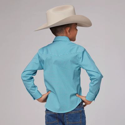 ROPER BOYS AMARILLO COLLECTION PLAID GREEN SHIRT