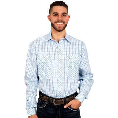 JUST COUNTRY MENS AUSTIN LIGHT BLUE CHECK WORKSHIRT