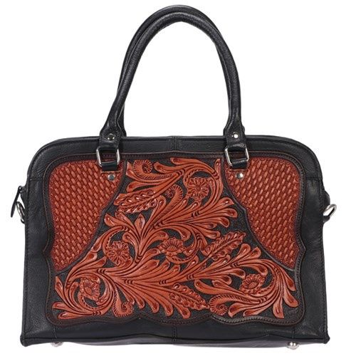 FORT WORTH TOOLED LEATHER HANDBAG