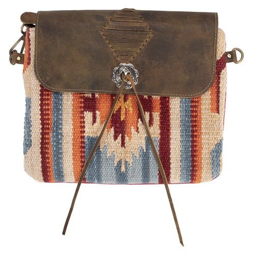 FORT WORTH NAVAJO LADIES HANDBAG CREAM/ORANGE/BLUE