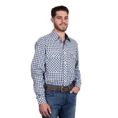 JUST COUNTRY MENS NAVY CHECK WORK SHIRT