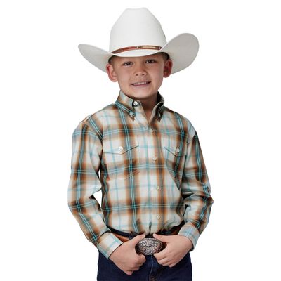ROPER BOYS AMARILLO COLLECTION ORANGE PLAID SHIRT