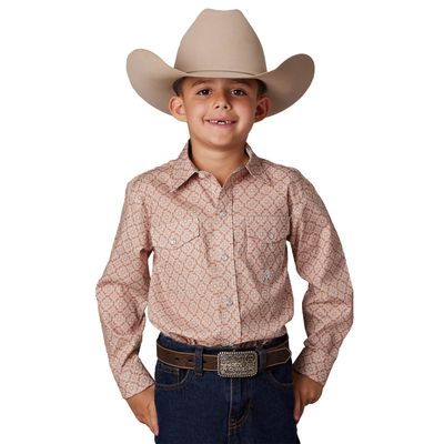 ROPER BOYS AMARILLO COLLECTION ORANGE PRINT SHIRT