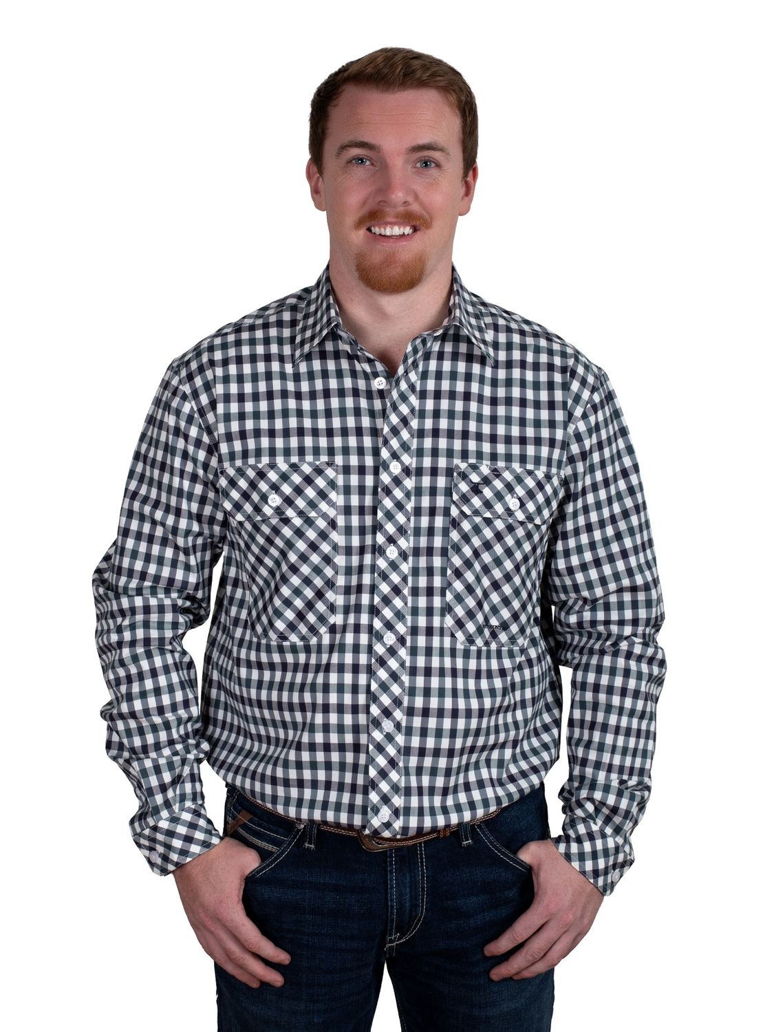 JUST COUNTRY MENS AUSTIN NAVY GREEN CHECK SHIRT