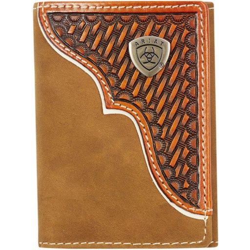 TRI-FOLD WALLET - BASKET WEAVE OVERLAY