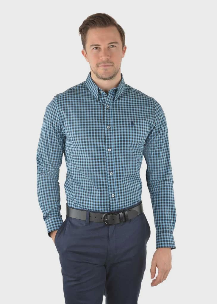 MENS NORTON CHECK TAILORED SHIRT BLACK/BLUE