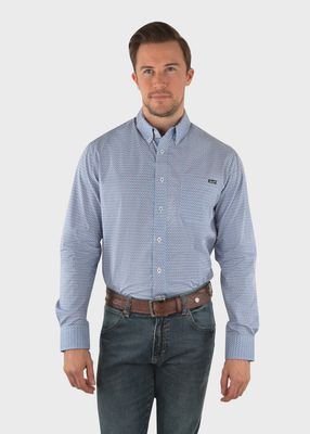 MENS HUDSON PRINT BUTTON DOWN L/S SHIRT NAVY/RED