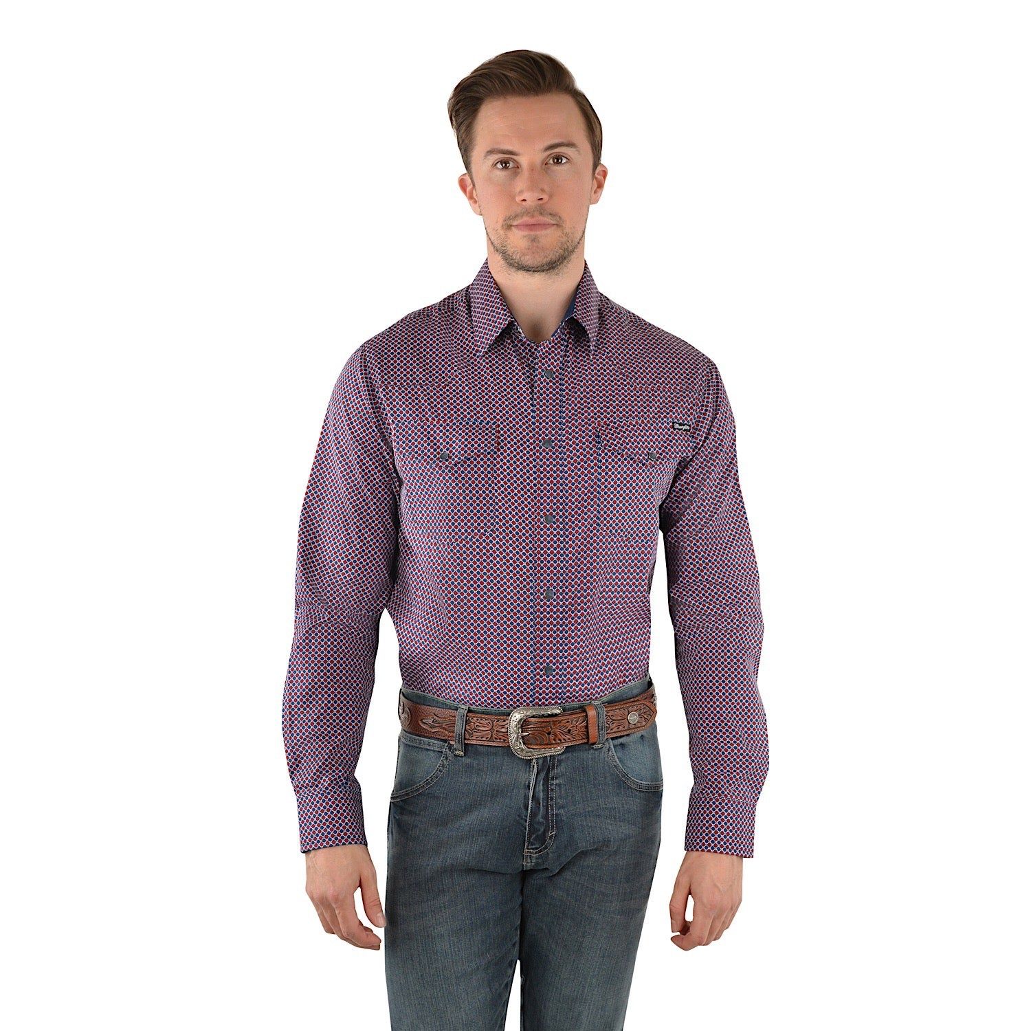 MENS HARVEY PRINT WESTERN LS SHIRT