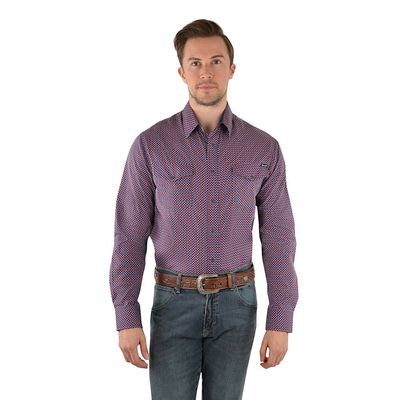MENS HARVEY PRINT WESTERN LS SHIRT