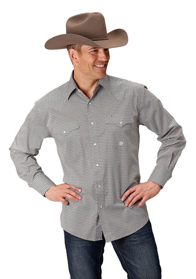 ROPER MENS AMARILLO LS SHIRT GREEN