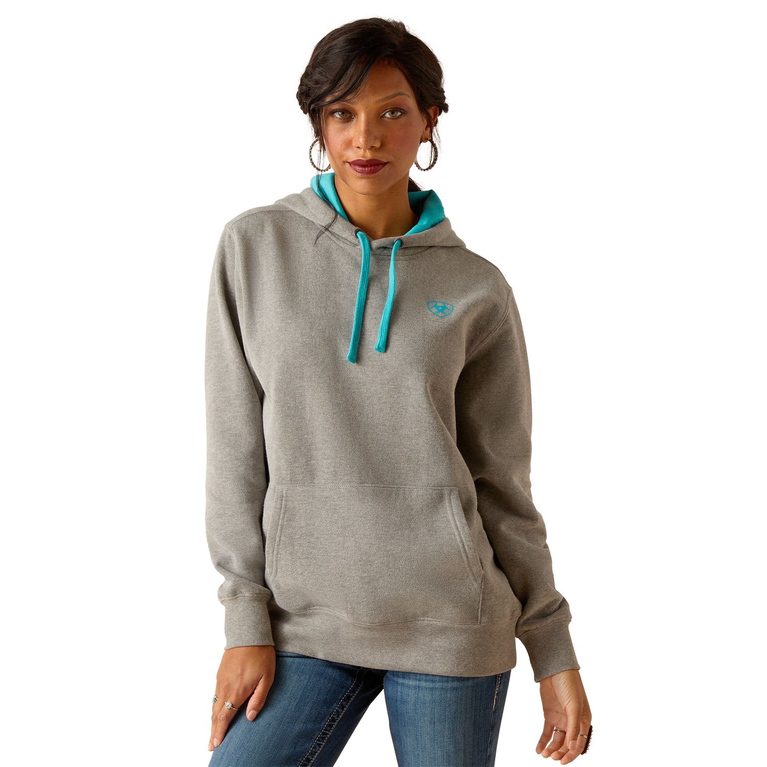 ARIAT WOMENS EQUIPTMENT HOODIE HEATHER GREY