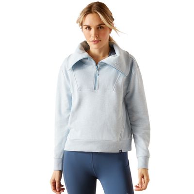 ARIAT WOMENS FERN 1/2 ZIP SWEATSHIRT HEATHERED GLACIER LAKE