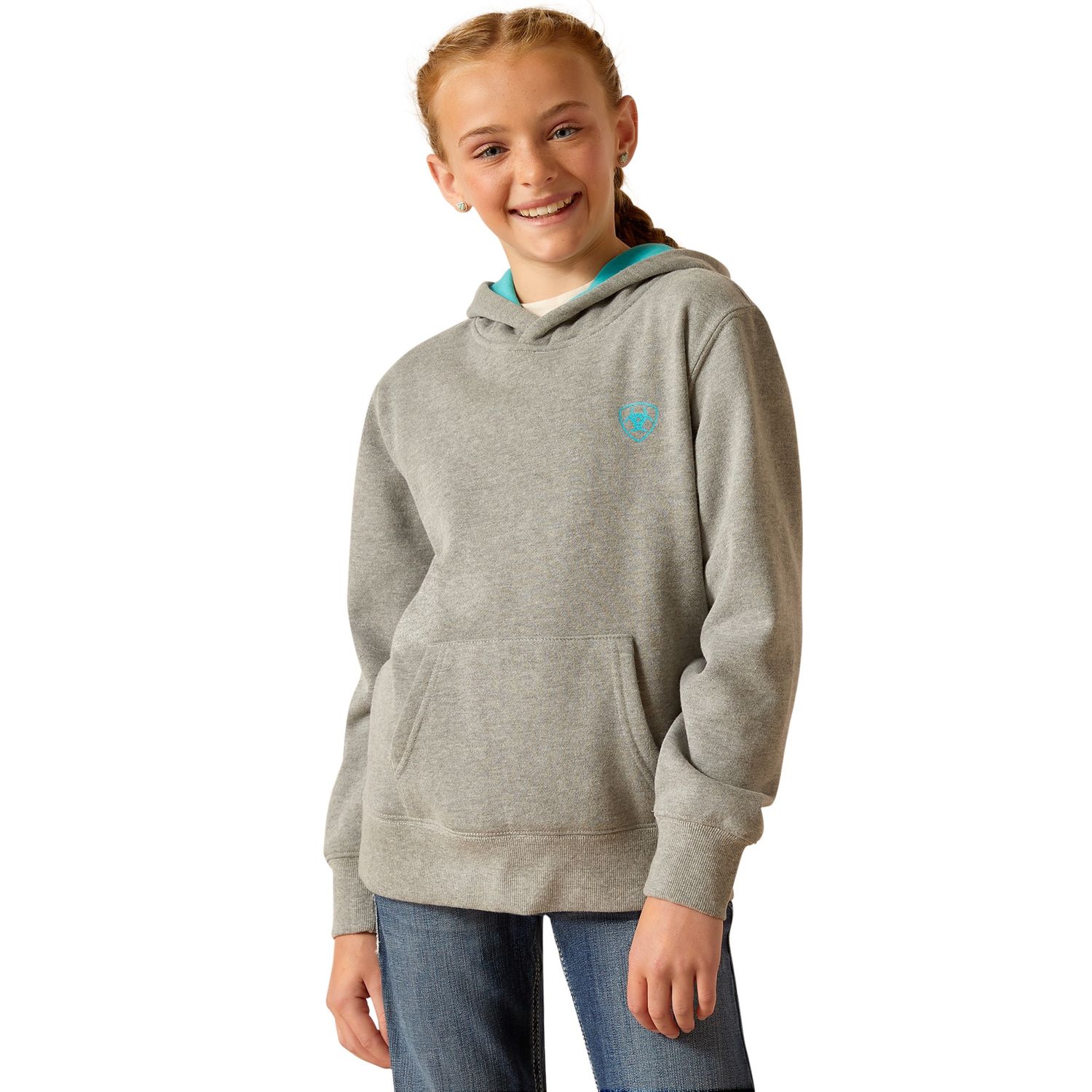 ARIAT GIRLS EQUIPTMENT HOODIE HEATHER GREY