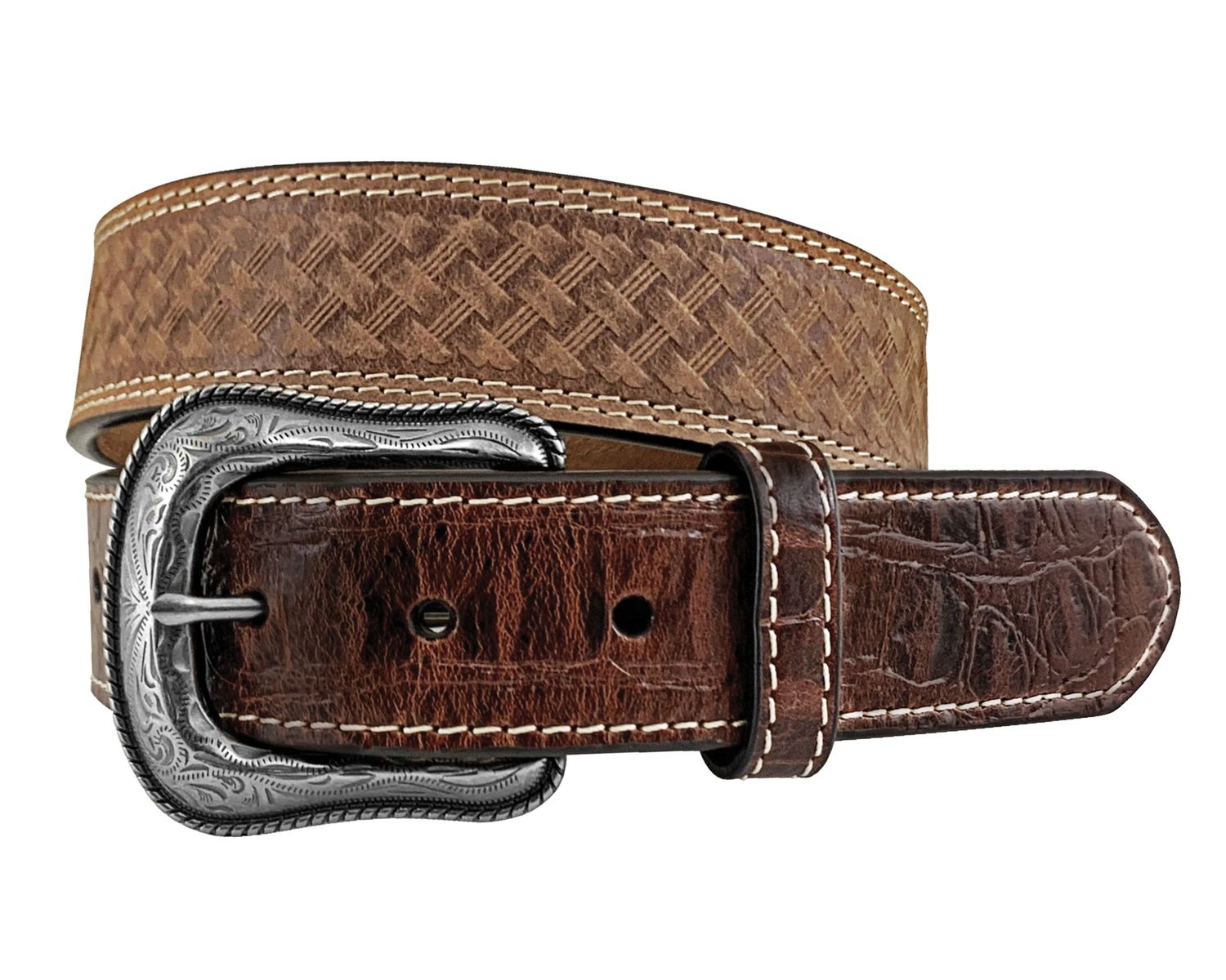 ROPER MENS LEATHER BASKET WEAVE BELT 9571500, Size: 32.0