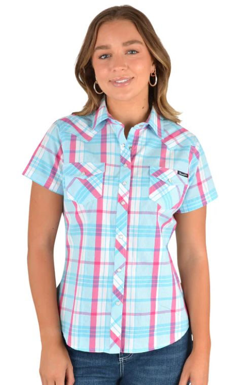 WMNS ADABELLE CHECK WESTERN S/S SHIRT, Size: 10