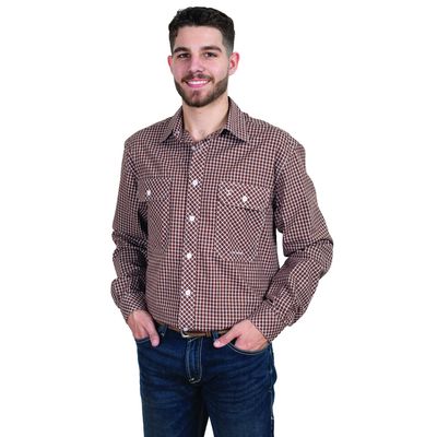 JUST COUNTRY MENS AUSTIN WORKSHIRT CHOCOLATE CHECK