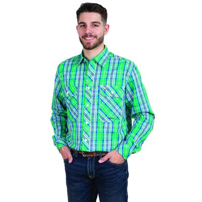 JUST COUNTRY MENS AUSTIN L/S SHIRT IVY GREEN PLAID