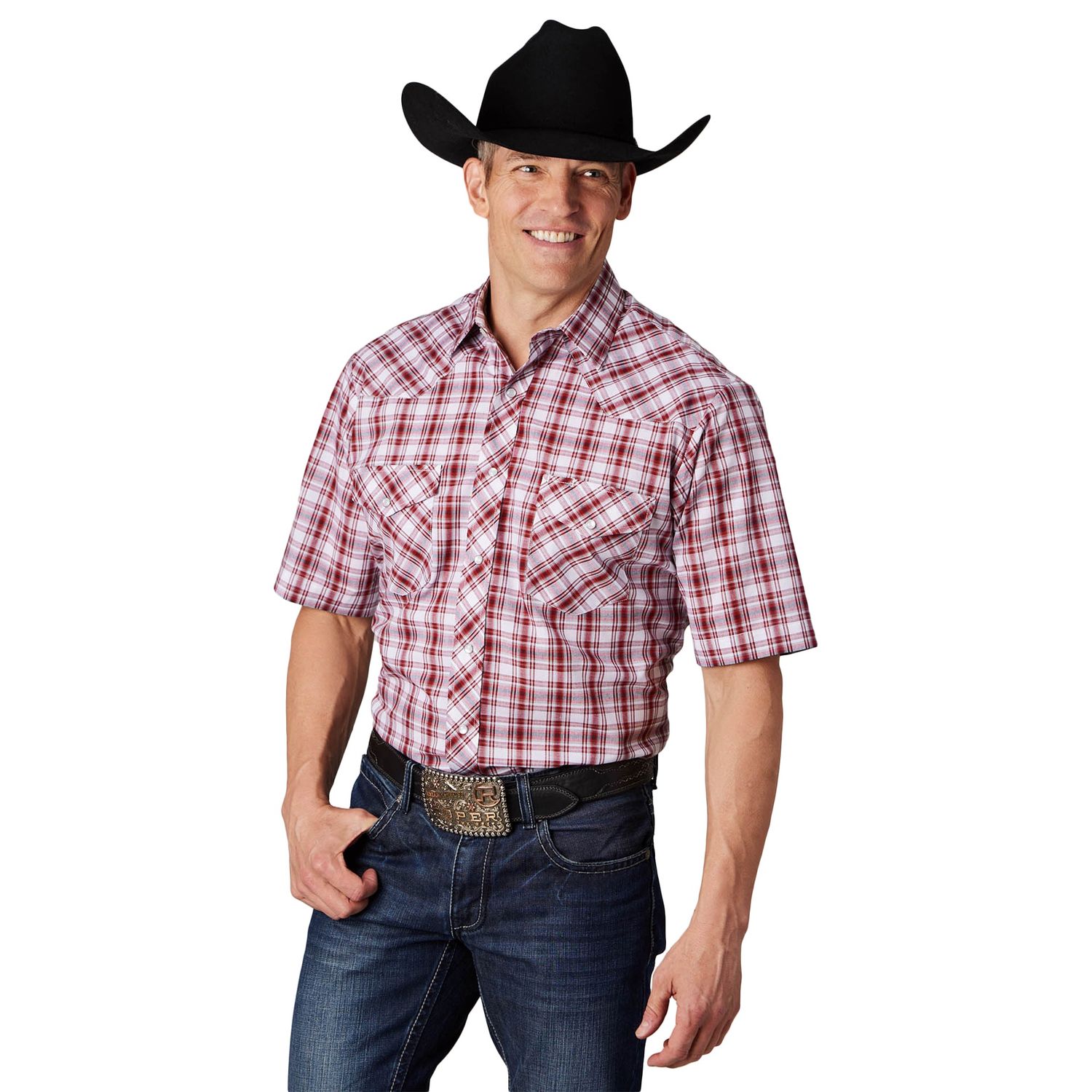 ROPER MENS KARMAN CLASSIC 55/45 COLLECTION RED PLAID SHIRT, Size: S