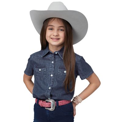 ROPER GIRLS FIVE STAR COLLECTION SOLID SHIRT BLUE