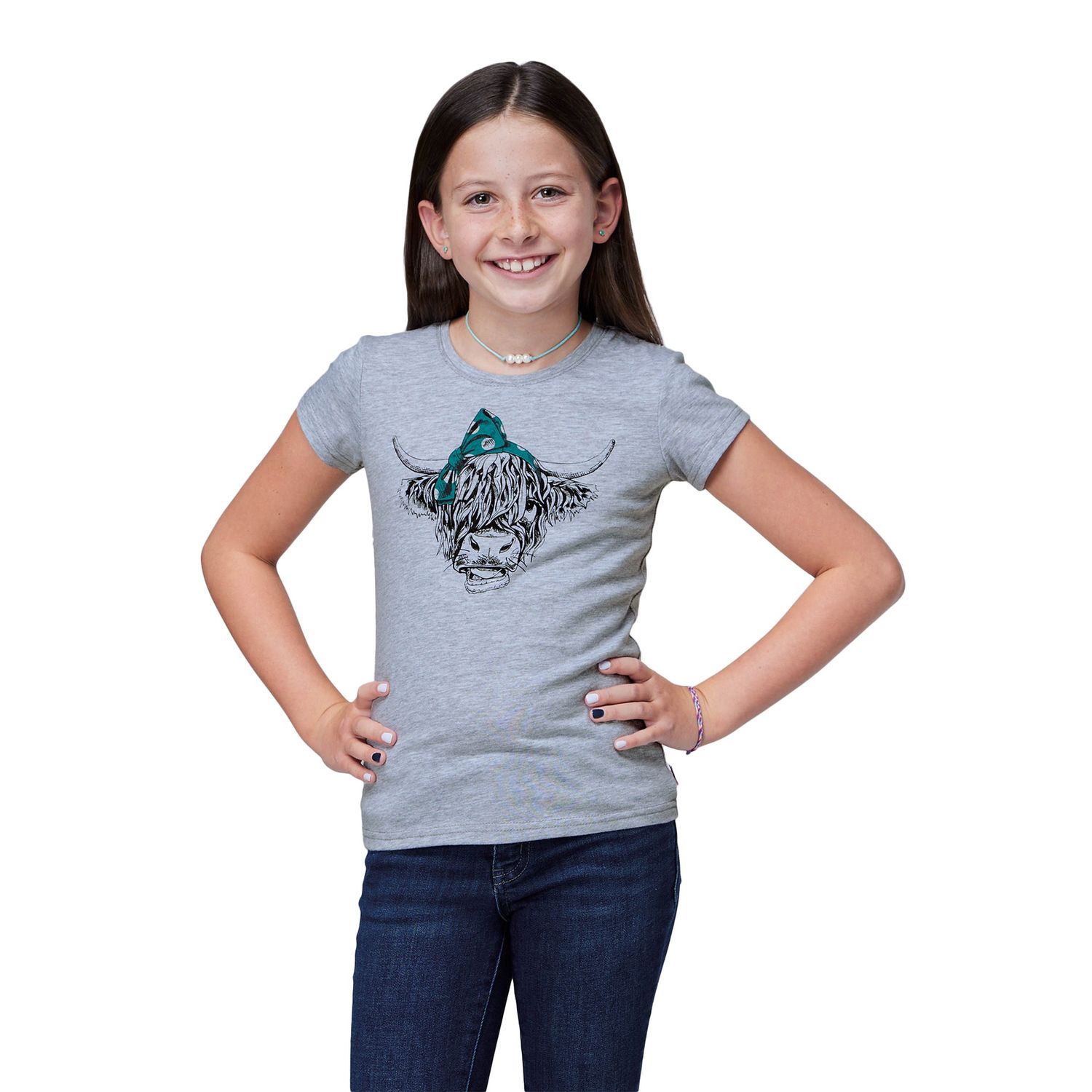 ROPER GIRLS FIVE STAR COLLECTION SOLID TEE GREY