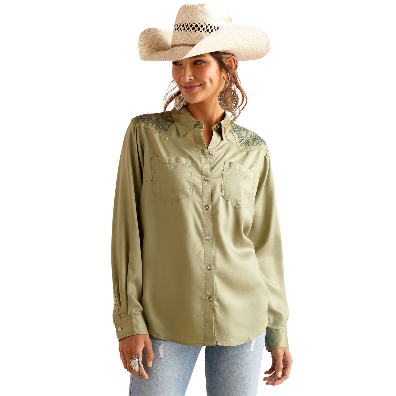 ARIAT WOMENS ERIKA L/S SHIRT SAGE GREEN