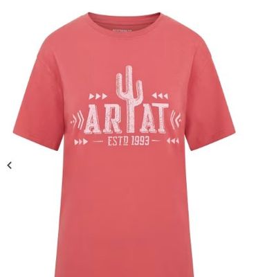 ARIAT WOMENS CACTUS LOGO SS T-SHIRT SLATE ROSE