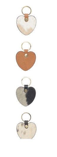KEY HEART COWHIDE KEYRING