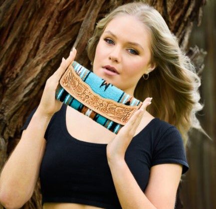 TURQUOISE SADDLE BLANKET TRIFOLD WALLET