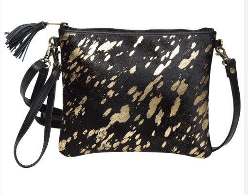 TORONTO BLACK AND GOLD FOIL CLUTCH BAG