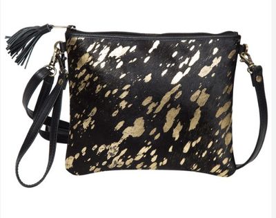 TORONTO BLACK AND GOLD FOIL CLUTCH BAG